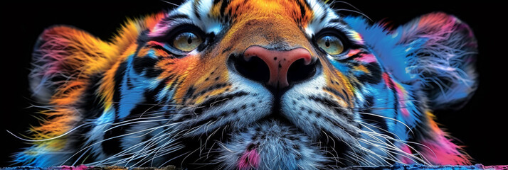 Tiger neon picture in pop art