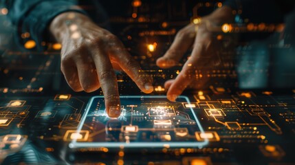 Digital Efficiency Hands on Smartphone with Holographic File Management Icons