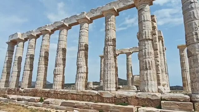 The ancient Greek temple of Poseidon at Cape Sunio