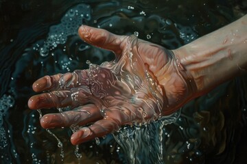 Fototapeta premium John the Baptist. Hand with water dripping.