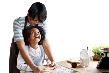 Mother and son cooking png design element