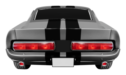 Back view gray american muscle car