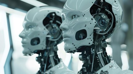 Fototapeta premium Large Language Model Cyborgs - Artificial Intelligence Concept