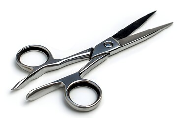 Obraz premium Photo of Metallic Scissors Isolated on White Background