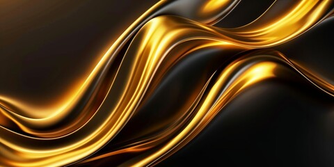 Golden abstract design with fluid shapes and dark gradients, perfect for creating luxurious backgrounds and graphic elements.