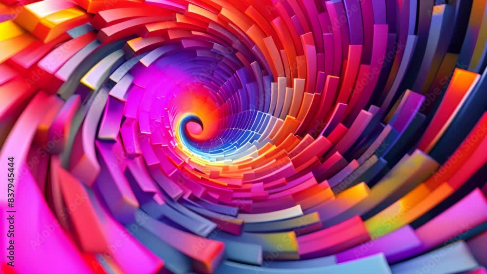 Aufkleber digital generated image of abstract swirl pattern made out of multi colored cubic sticks.3d