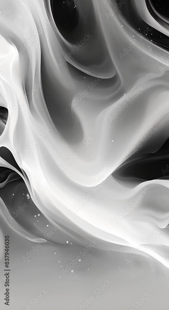 Poster white ink flowing transition on black background white smoke paint animation abstract background spl