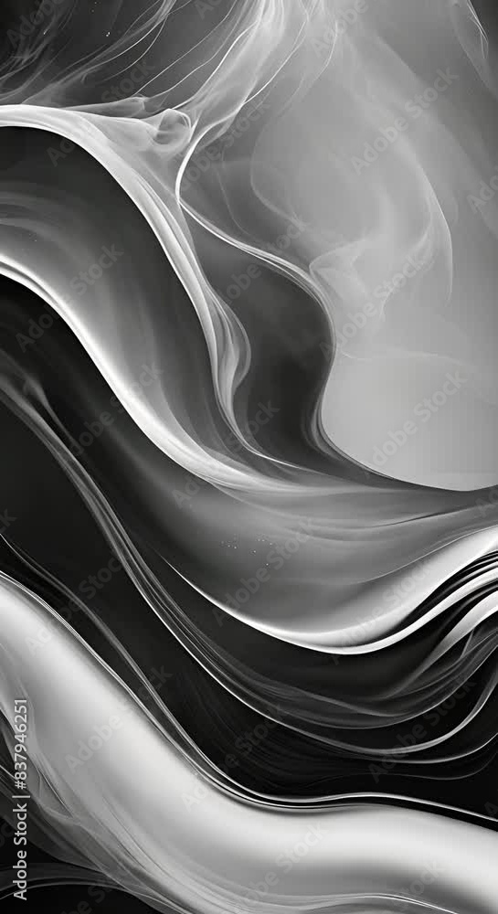 Poster white ink flowing transition on black background white smoke paint animation abstract background spl