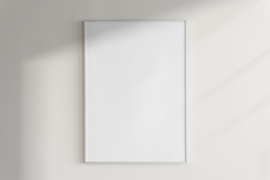 Frame mockup png on a wall with natural light