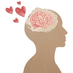 Brain head png sticker, self love transparent background