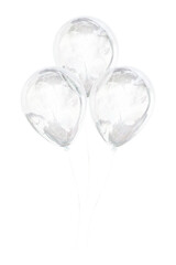 Party balloons icon  png sticker, 3D crystal glass, transparent background