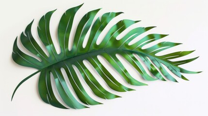 Green palm leaves of tropical evergreen plant isolated on white