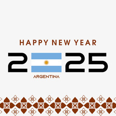 Happy New Year 2025 with ARGENTINA Flag. New year celebration social media post. Vector Banner for New Year. can use for, landing page, template, web, mobile app, poster, flyer