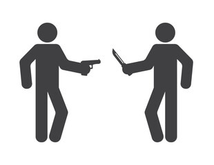 two person with knife and pistol