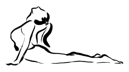 Yoga pose png sticker, drawing illustration, transparent background