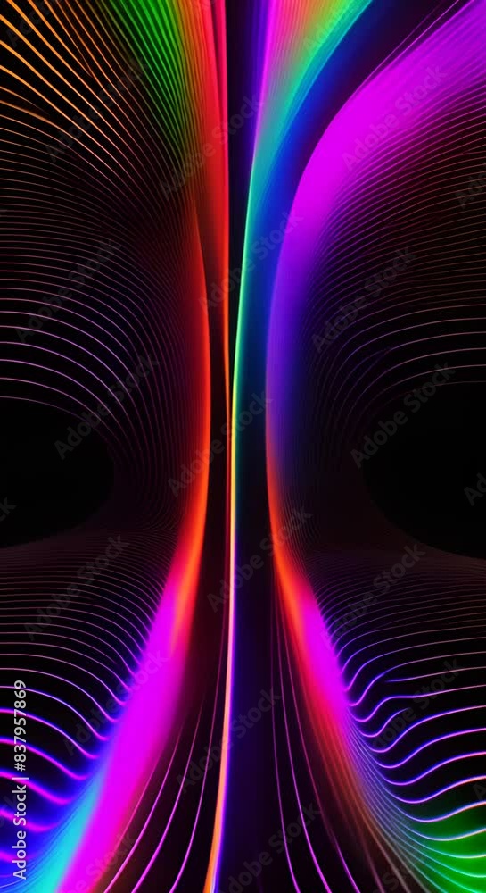 Aufkleber rainbow waves psychedelic rainbow lines video slow wave motion of bright planes made of lines on bla