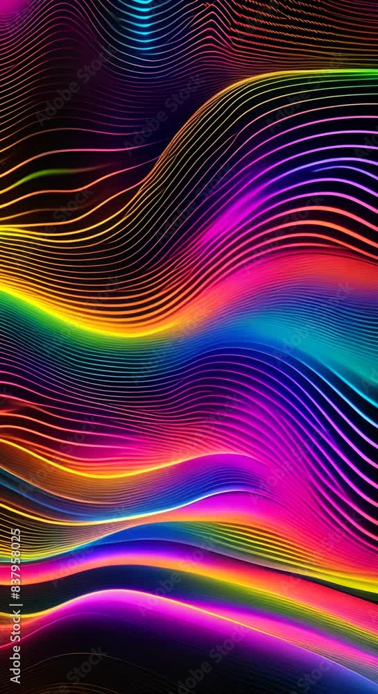 Aufkleber rainbow waves psychedelic rainbow lines video slow wave motion of bright planes made of lines on bla