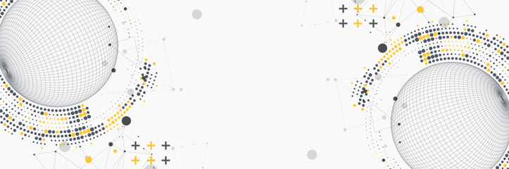 Abstract sphere background with plexus effect. 3D surface. Vector illustration.