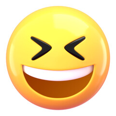 3D emoticon png laughing face sticker, transparent background