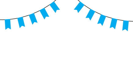 white background for oktoberfest with flying blue flags