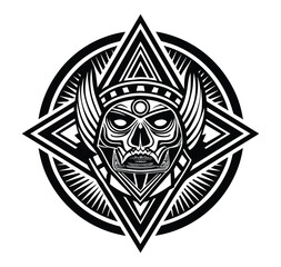 Dark logo template with a face. Symbol or sign vector illustration