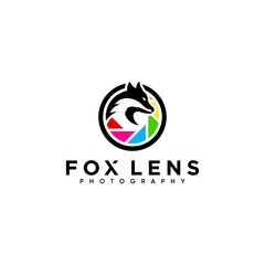 CREATIVE LOGO MODERN FOX PHOTOGRAPHY VECTOR ILLUSTRATION