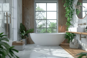elegant bathroom interior the bathtub in is the center of the room