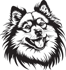Keeshond dog clipart, Keeshond black vector