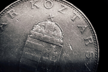 Ten Hungarian Forint coin. Macro
