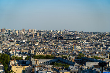 Aerial view of the Paris skyline, from an elevated area in the Montmartre district