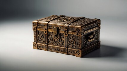 An antique wooden treasure chest with a lock