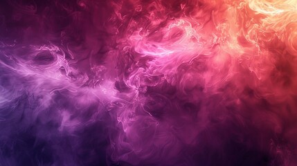 An abstract background featuring swirling smoke in shades of purple, pink, and orange
