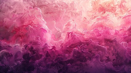 An abstract digital art piece featuring swirling clouds of pink and purple hues