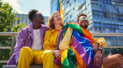 Friends in rainbow attire