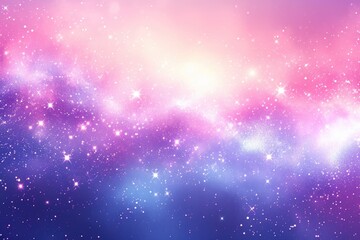 Fototapeta premium A colorful galaxy with pink and blue stars. The stars are scattered throughout the galaxy, creating a sense of depth and movement. Scene is one of wonder and awe
