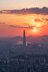Obraz premium Panoramic view of Seoul city, South Korea