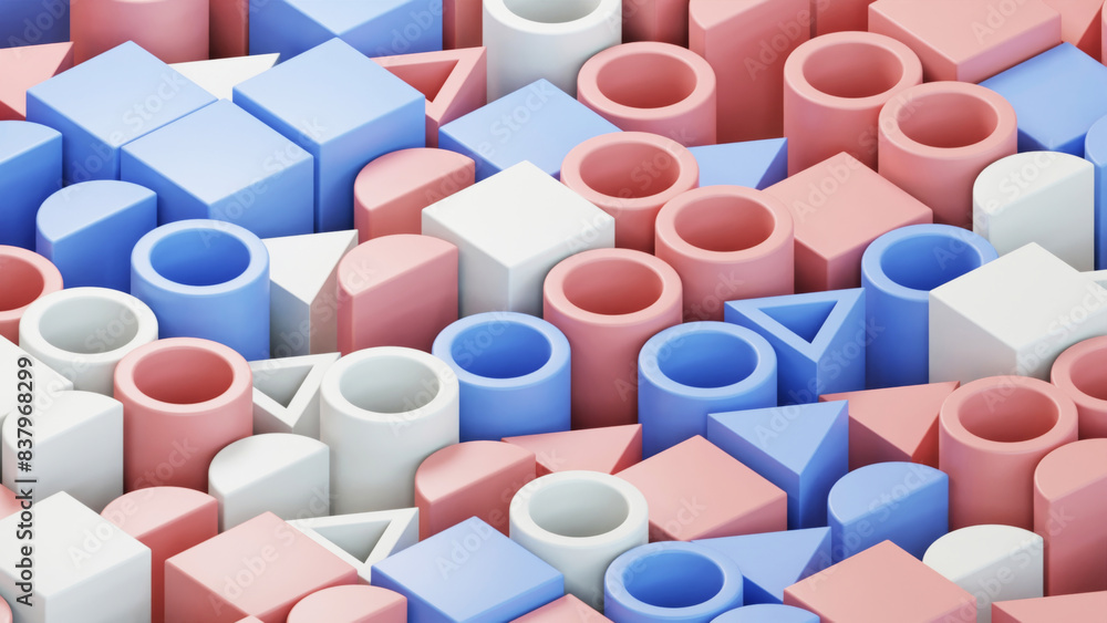 Poster geometry dynamic block background, 3d rendering