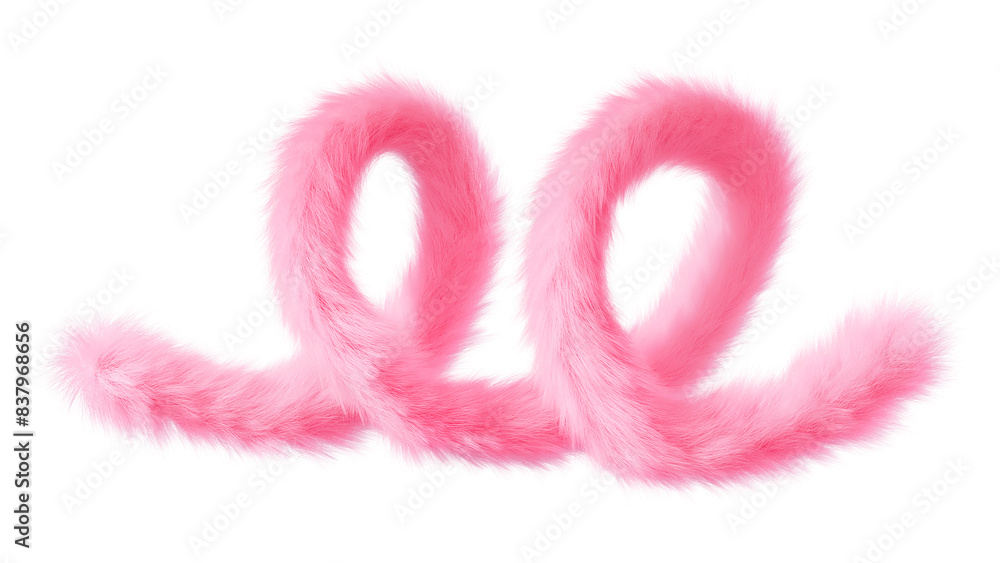 Wall mural pink squiggle png fluffy 3d shape, transparent background