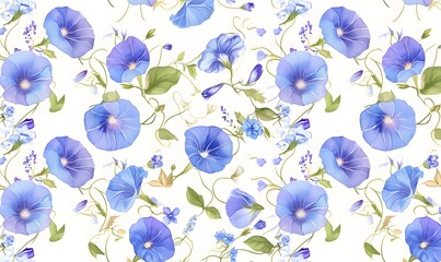 Cute morning glory pattern, Generative AI