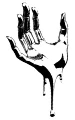 PNG Melting hand halftone design, transparent background
