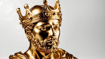 Golden King Statue on white background