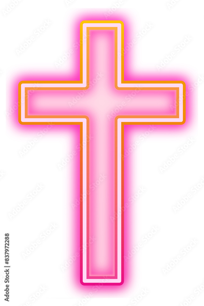 Canvas Prints pink cross png neon gradient icon, transparent background