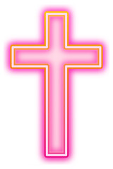 Fototapeta premium Pink cross png neon gradient icon, transparent background