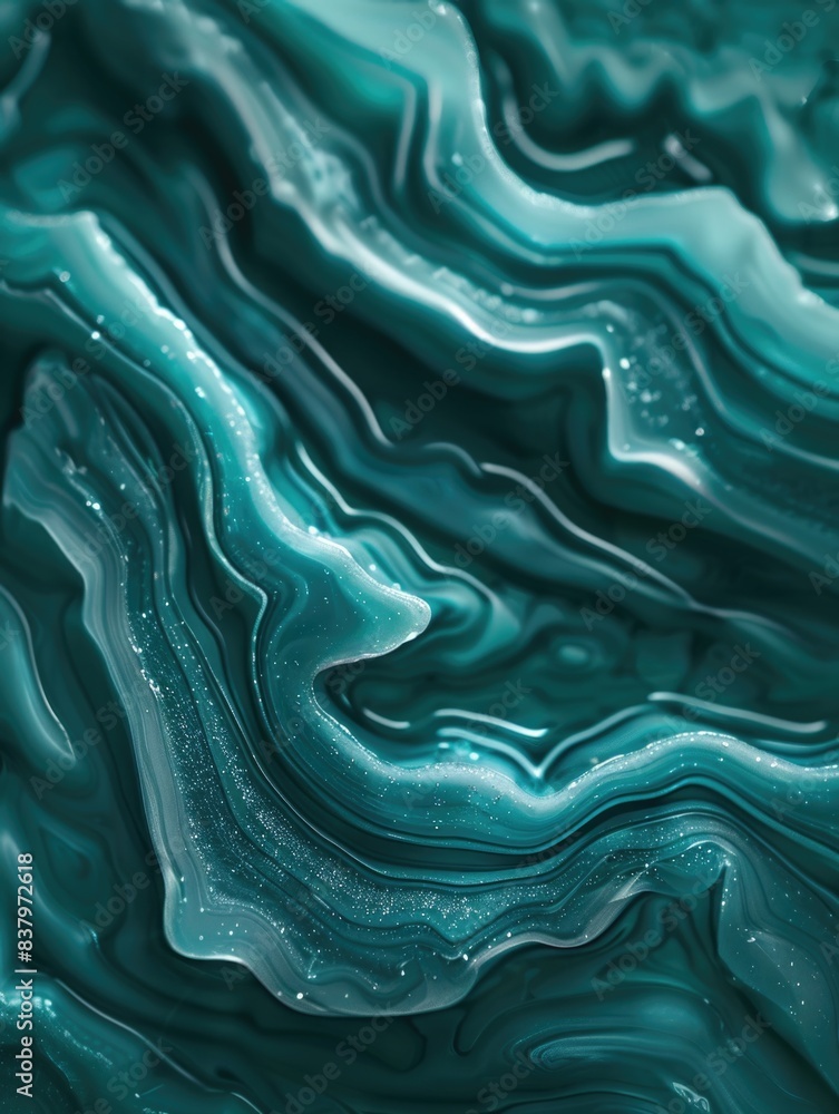 Poster a close-up view of the surface of a green liquid with subtle ripples and texture