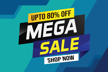 Mega sale word concept vector illustration and 3d style, landing page, template, ui, web, mobile app, poster, banner, flyer, background, gift card, coupon, label, wallpaper

