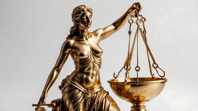 Statue of the goddess holding golden scales, symbol of the Zodiac. Virgo