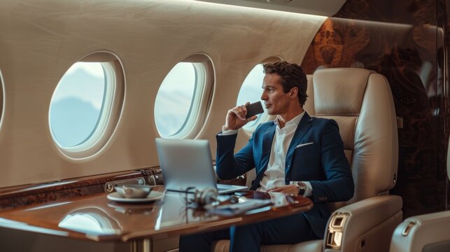 The businessman in private jet.