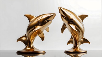 Golden Shark Illustration Isolated on studio Background