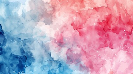 Vibrant abstract watercolor background with pink, red, and blue hues, blending seamlessly to create a soft and artistic visual effect.