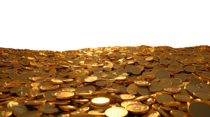 A towering pile of glistening gold coins, perfect for adding a touch of wealth and luxury to your designs. The transparent background allows for seamless integration into any project